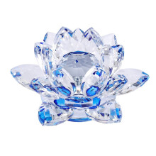 Blauwe Kristallen Bloem Ornamenten Kristal Lotus Interieur Decoratie Kristalglas Lotus Ornamenten Creatief (Klein)