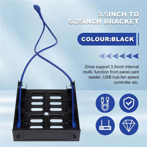 2 X Painel Frontal USB 3.0 com Dispositivo / HDD de 3,5 Polegadas ou SSD / HDD de 2,5 Polegadas para Suporte de Bandeja de Unidade óPtica para 2
