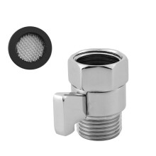 Water Flow Control Shut Off Valve, Brass Adjustable Water Pressure Regulator for Hand Held Shower  & Bidet Sprayer