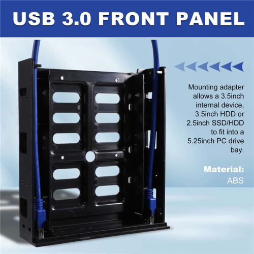 2 X Painel Frontal USB 3.0 com Dispositivo / HDD de 3,5 Polegadas ou SSD / HDD de 2,5 Polegadas para Suporte de Bandeja de Unidade óPtica para 1
