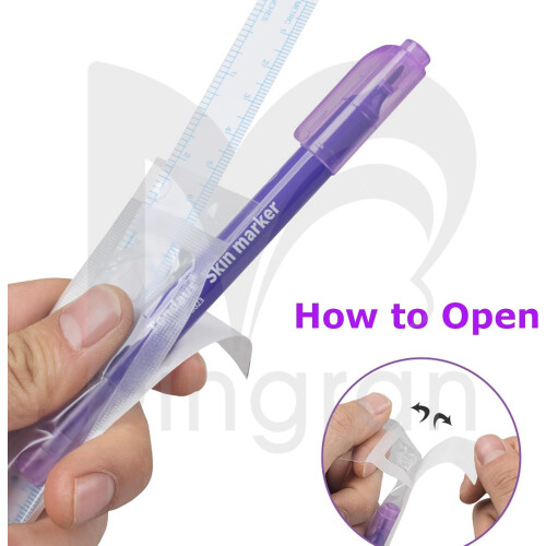 6 Pack Microblading Marker Pen Dual Tip Waterproof Purple Permanent Makeup Tattoo Mapping with Ruler 2
