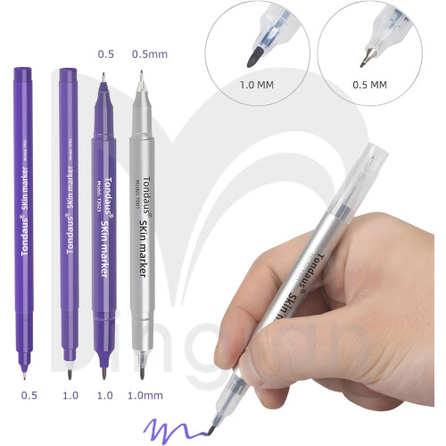 6 Pack Microblading Marker Pen Dual Tip Waterproof Purple Permanent Makeup Tattoo Mapping with Ruler 1