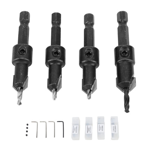 Precision Countersunk Drills 4Pcs Hex Shank - Cemented Carbide for Screws 1