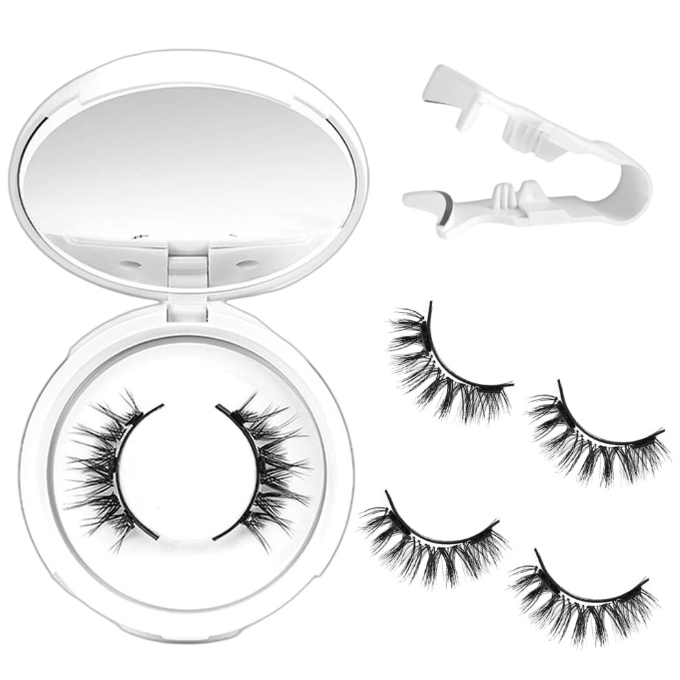 Magnetic Eyelashes Kit with Applicator Clip, Reusable Glue Natural Wispy Lashes, Waterproof