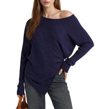 (L, Blue) Pull femme col et automne.