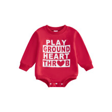 (6-12 Months, Red) Tutina per neonati per San Valentino con stampa a cuori e lettere, maniche lunghe, scollo rotondo e motivo a bolle.