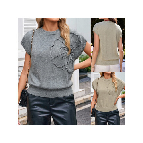 (M, Gray) Γυναικείο πλεκτό γιλέκο casual streetwear 2