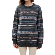 (L, Light Brown) Pull en maille pour femme, automne-hiver, manches longues, col rond, coupe ample, rayé.