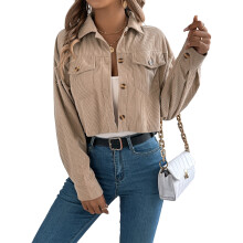 (L, Khaki) Surchemise femme en pour l'automne.
