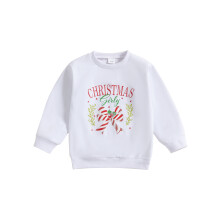 (5-6 Years, White) Kids Girl Christmas Sweatshirt Striped Bow Print Long Sleeve Pullovers Autumn Tops for Toddler Cute Fall Clothes