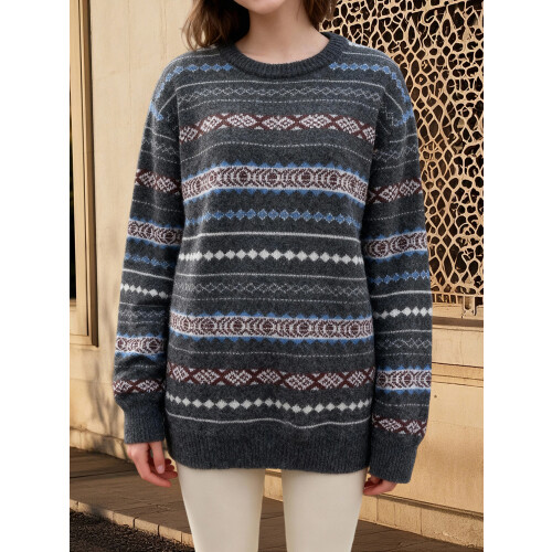 (L, Light Brown) Γυναικείο Πλεκτό Πουλόβερ Στρογγυλή Λαιμόκοψη 2