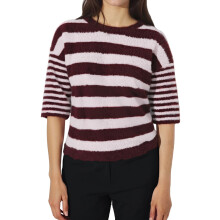 (M, Pink) Pulls en maille rayés à manches courtes et col rond pour femmes, automne-hiver