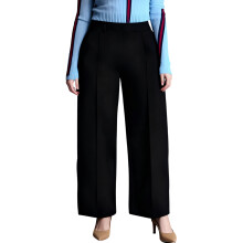 (XXXL, Black) Modische, locker sitzende Damenhose in Übergröße mit elastischem Bund, weitem Bein und Tasche