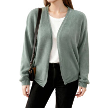 (M, Turquoise) Gilet cardigan ouvert femme, uni, manches longues, ample, parfait pour le printemps et l'automne.