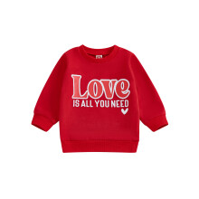 (12-18 Months, Red) Sweatshirt für Kleinkinder (Jungen/Mädchen) mit Herzprint, langen Ärmeln und lockerem Schnitt