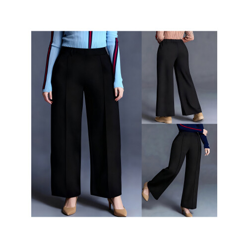 (XL, Black) Γυναικείο παντελόνι μεγάλα φαρδιά μπατζάκια. 1
