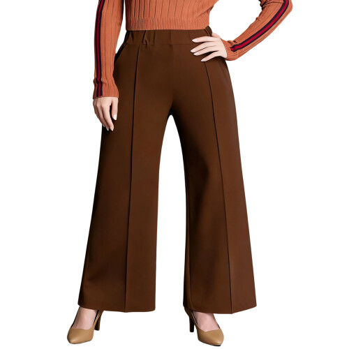 (XXXXXL, Brown) Γυναικείο παντελόνι μεγάλα φαρδιά μπατζάκια.