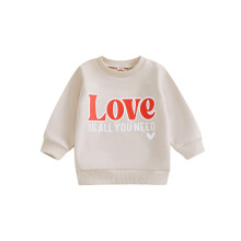 (6-12 Months, Beige) Sweatshirt für Kleinkinder (Jungen/Mädchen) mit Herzprint, langen Ärmeln und lockerem Schnitt