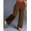 (XL, Brown) Γυναικείο παντελόνι μεγάλα φαρδιά μπατζάκια. 5