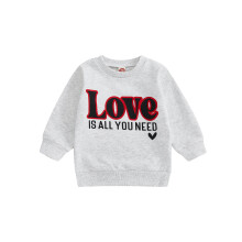 (18-24 Months, Gray) Sweatshirt für Kleinkinder (Jungen/Mädchen) mit Herzprint, langen Ärmeln und lockerem Schnitt