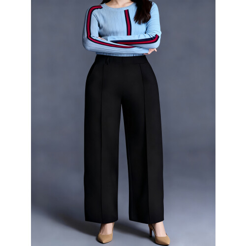 (XXL, Black) Γυναικείο παντελόνι μεγάλα φαρδιά μπατζάκια. 2