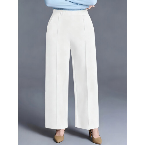 (XXL, White) Γυναικείο παντελόνι μεγάλα φαρδιά μπατζάκια. 2