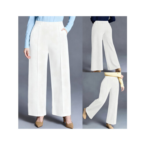 (XXL, White) Γυναικείο παντελόνι μεγάλα φαρδιά μπατζάκια. 1