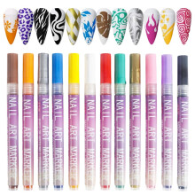 12 Color Nail Art Pens Set with UltraFine Tip, FastDrying Waterproof Gel Markers for DIY Manicure (2 Sets)
