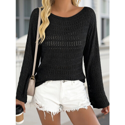 (XL, Black) Γυναικεία Φθινοπωρινά Ριχτά Μακρυμάνικο Πουλόβερ 1