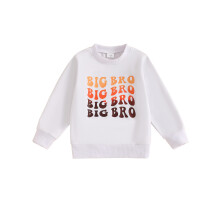 (4-5 Years, White) Little Boys Fall Sweatshirts Fashion Letter Pattern Loose Fit Casual Long Sleeve Crew Neck Toddler Boys Pullovers
