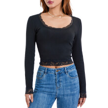 (L, Black) T-shirts femmes manches collection printemps-automne.