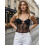 (XL, Black) Γυναικείο καλοκαιρινό αμάνικο τοπ με δαντέλα και στενή γραμμή 4