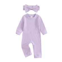 (6-9 Months, Purple) Yksivärinen haalari vauvoille, pitkähihainen ja söpö pantasetti, 2-osainen asu taaperoille