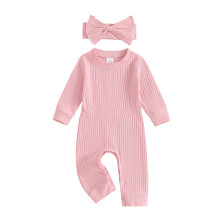 (3-6 Months, Pink) Yksivärinen haalari vauvoille, pitkähihainen ja söpö pantasetti, 2-osainen asu taaperoille