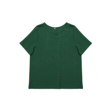 (XXXXXL, Green) T-shirt à manches courtes pour femmes, col rond, couleur unie, été/automne, vert/rose/blanc/marine/café