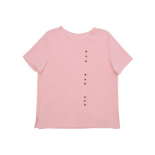 (XXXL, Pink) T-shirt à manches courtes pour femmes, col rond, couleur unie, été/automne, vert/rose/blanc/marine/café