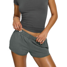 (M, Dark Grey) Short de yoga décontracté d'été pour femme, couleur unie, taille élastique, short de jogging ample