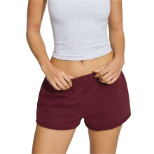 (S, Red) Short de yoga décontracté d'été pour femme, couleur unie, taille élastique, short de jogging ample