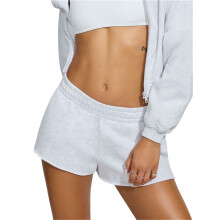 (S, Gray) Short de yoga décontracté d'été pour femme, couleur unie, taille élastique, short de jogging ample