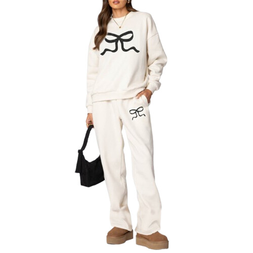 (S, Beige) Σετ παντελονιού, φούτερ αθλητικά ρούχα