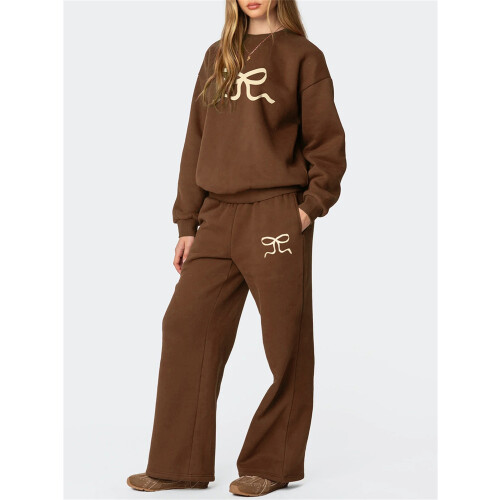 (L, Dark Brown) Σετ παντελονιού, φούτερ αθλητικά ρούχα 1
