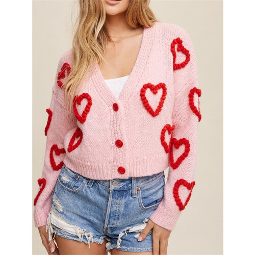 (L, Pink) Pulls boutonnés pour pour l'automne. 1
