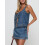 (L, Blue) Γυναικείο τζιν σετ φούστα, Clubwear 5