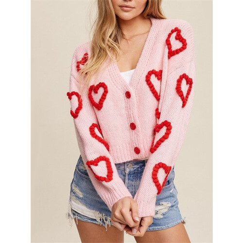 (L, Pink) Pulls boutonnés pour pour l'automne. 2