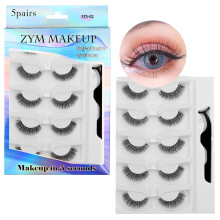 10 Pcs Self Adhesive False Eyelashes Set, Waterproof Natural Look, Reusable with Tweezers #02