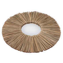 Woven Seagrass Round Wall Mirror, 15.7in Decorative Hanging