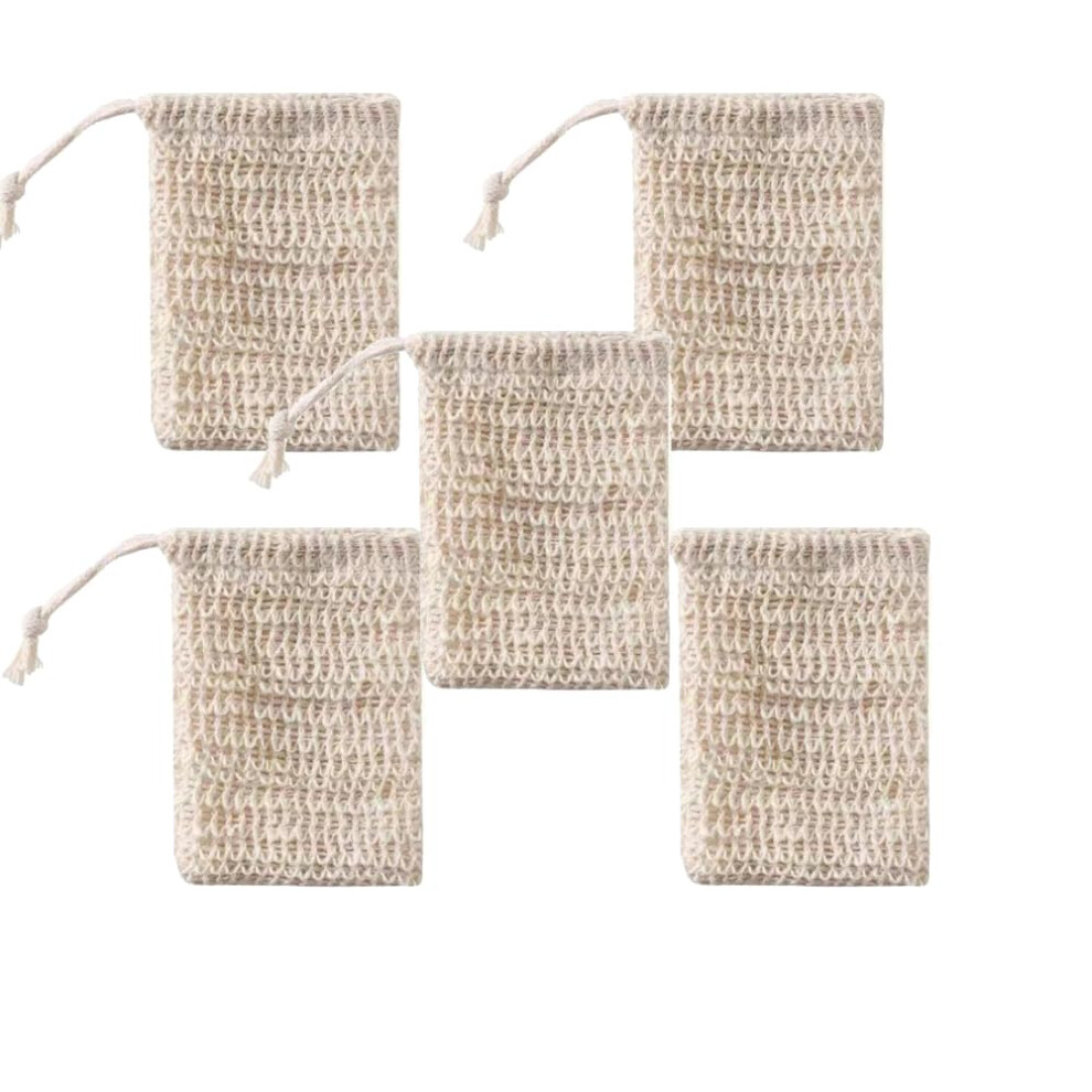 5 Pack Natural Sisal Soap Saver Bag for Shower, EcoFriendly Exfoliating Pouch Extends Soap Life