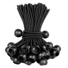Zwart Bal Bungee Koord, Heavy Duty Outdoor Bungee Koord met Bal, Zeil Gebonden Bungee Bal voor Onderdak, Kamperen, Vracht, 60 Stuks