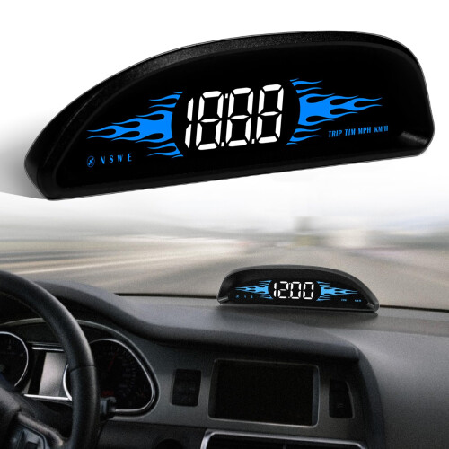 Car HUD Display with GPS Speedometer, Dual Data Modes, Windshield Projection and Safety Alerts