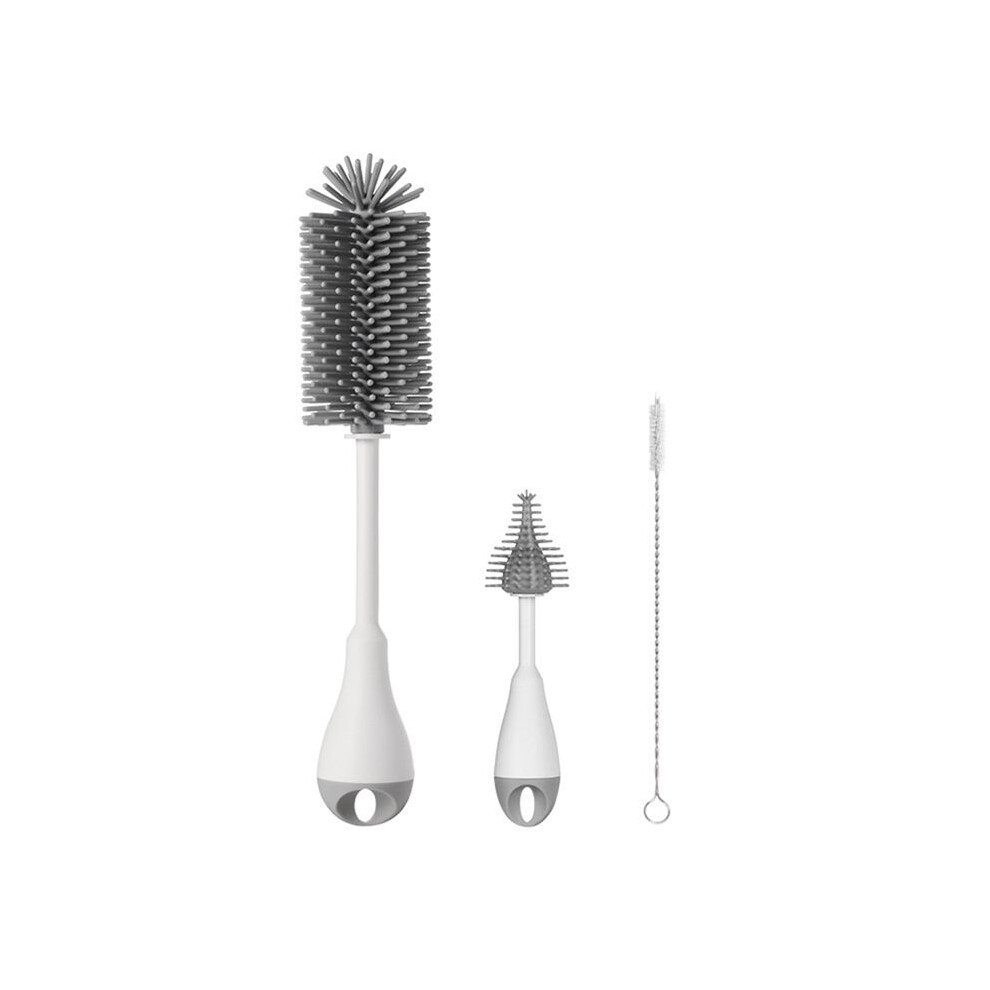 Silicone Bottle Brush Cleaner Attachment, Straw Cleaning Brush Set For Cleaning Narrow Neck Containers Gray